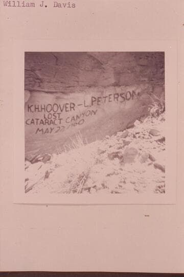 Inscription at left bank of Mile 177 near the temporary grave of Leon Peterson