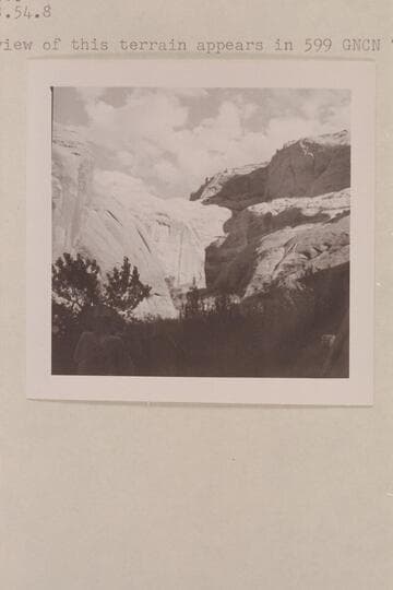 Head of the middle fork of 73 from camp.  A distant view of this terrain appears in 599 GNCN 73.52.6